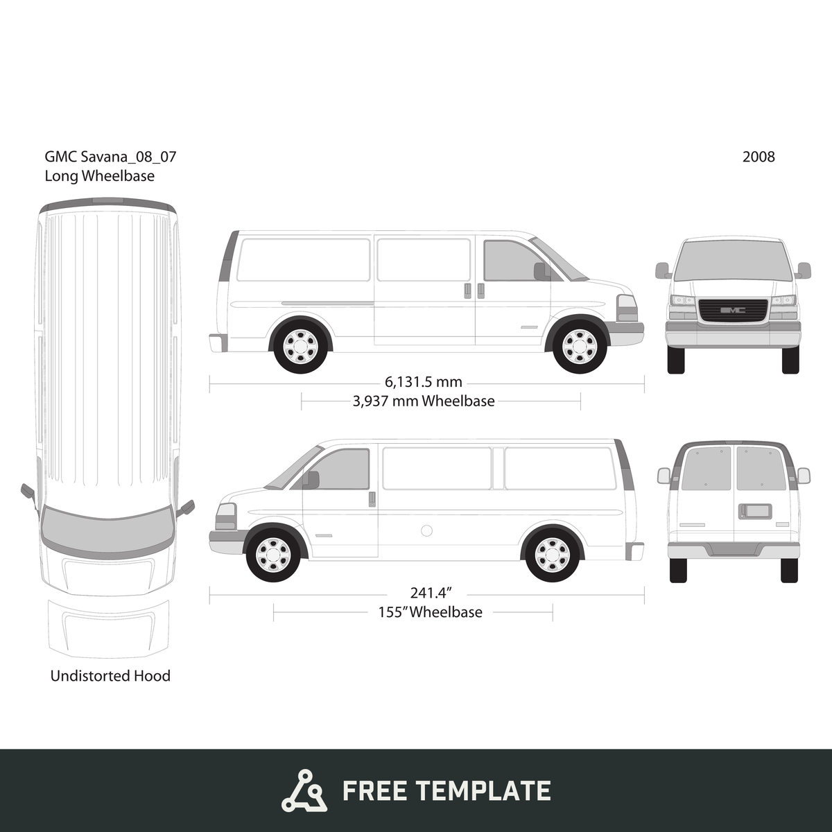 2008 GMC Savana free vector vehicle wrap template - GravBase