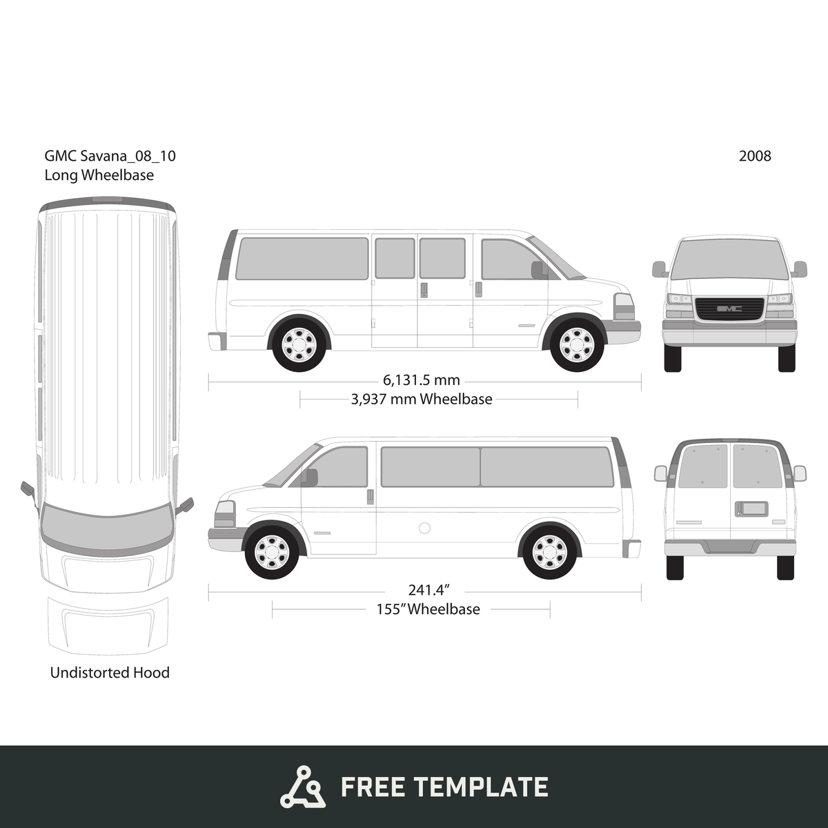 2008 GMC Savana free vector vehicle wrap template - GravBase