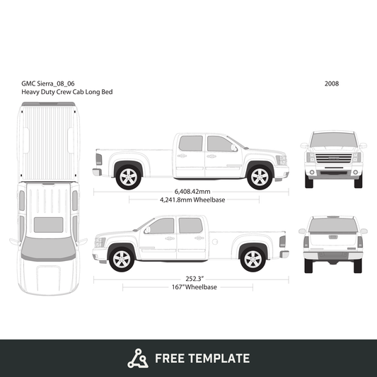 2008 GMC Sierra 2500-3500 HD free vector vehicle wrap template - GravBase
