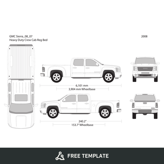2008 GMC Sierra 2500-3500 HD free vector vehicle wrap template - GravBase