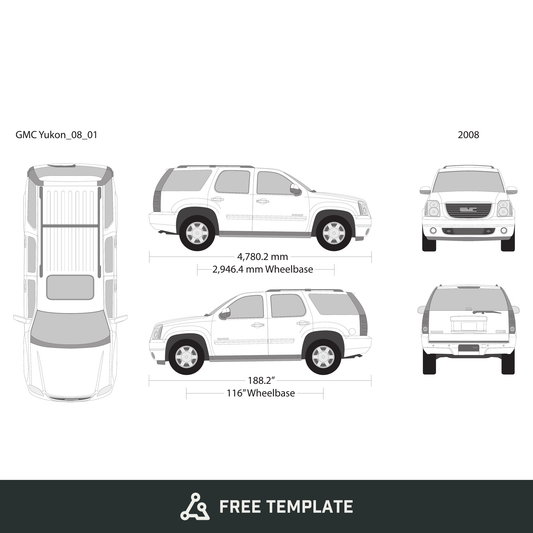 2008 GMC Yukon free vector vehicle wrap template - GravBase