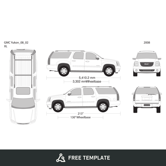 2008 GMC Yukon free vector vehicle wrap template - GravBase