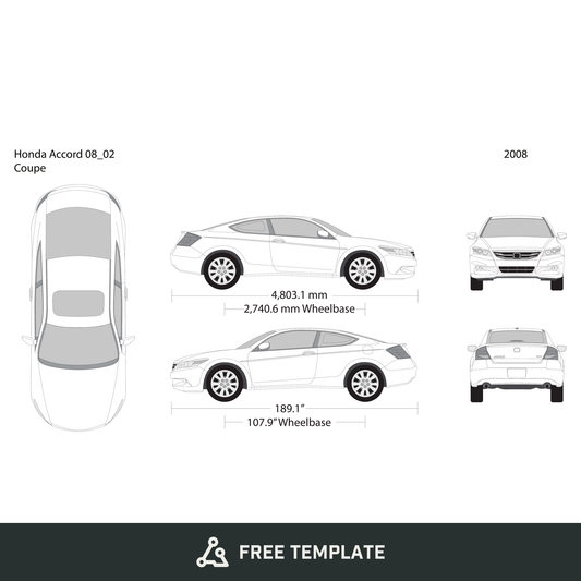 2008 Honda Accord Coupe free vector vehicle wrap template - GravBase