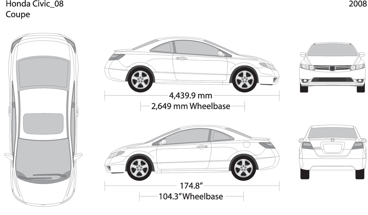 2008 Honda Civic Coupe V08 Vehicle Wrap Template