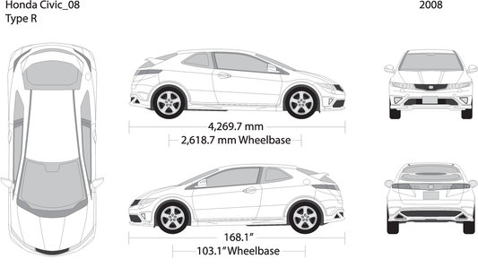 2008 Honda Civic Hatchback V08 Vehicle Wrap Template