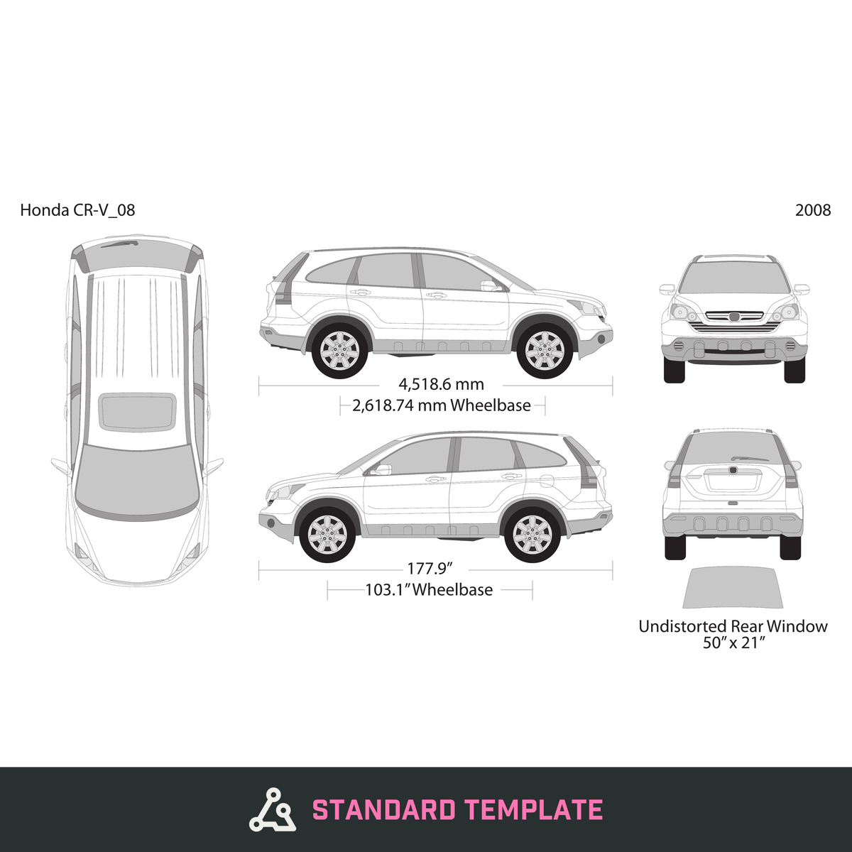 2008 Honda CR-V vector wrap template, Design-Ready PDF - GravBase