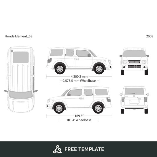 2008 Honda Element free vector vehicle wrap template - GravBase