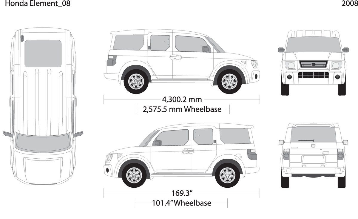 2008 Honda Element V08 Vehicle Wrap Template