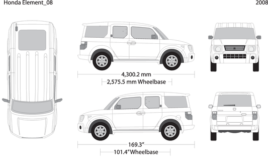 2008 Honda Element V08 Vehicle Wrap Template