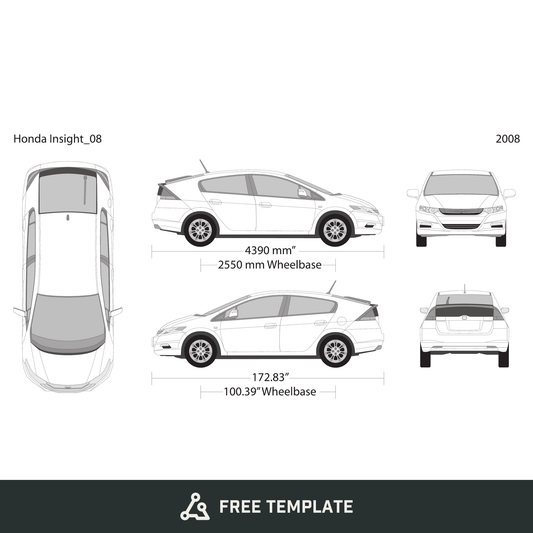 2008 Honda Insight free vector vehicle wrap template - GravBase
