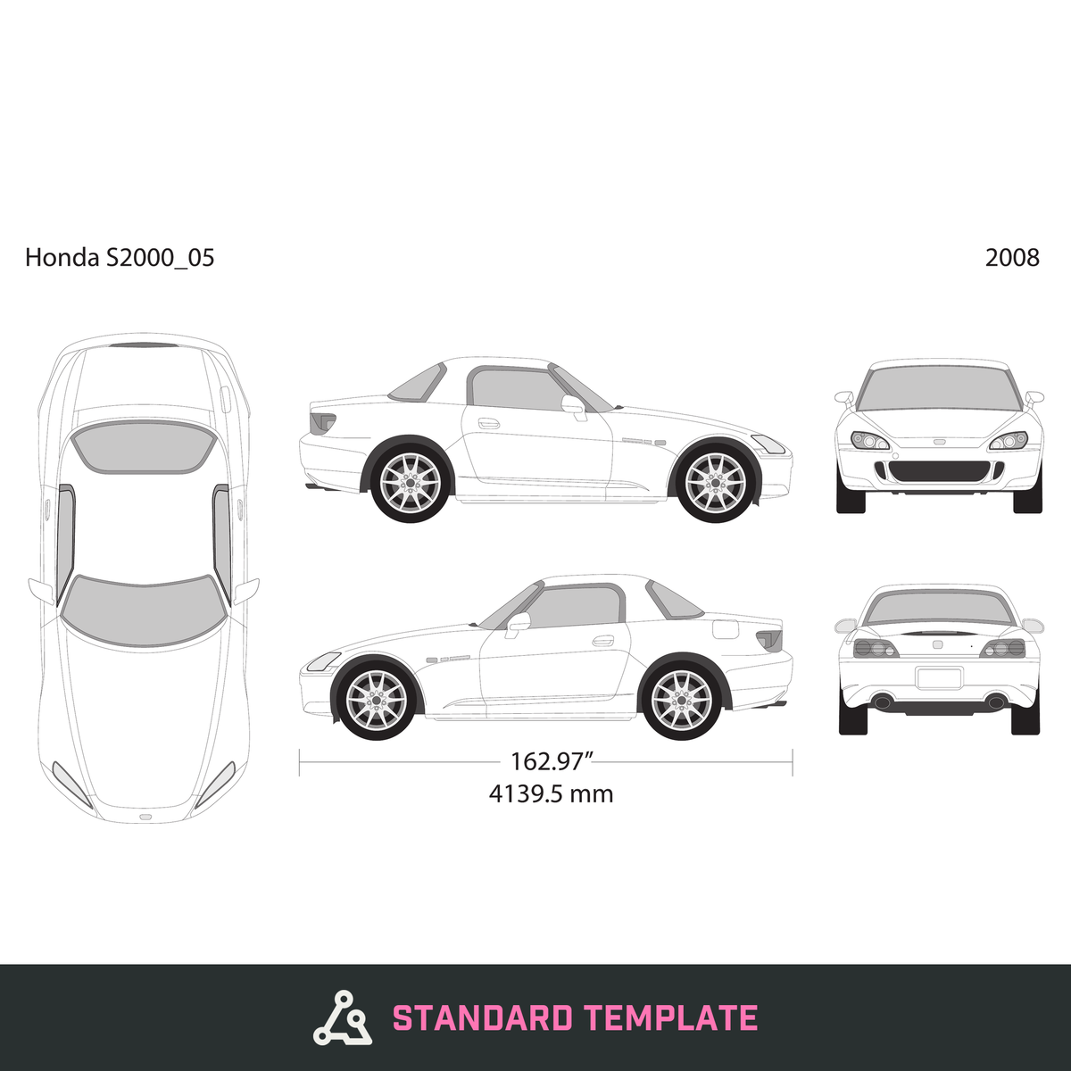 2008 Honda S2000 vector wrap template, Design-Ready PDF - GravBase