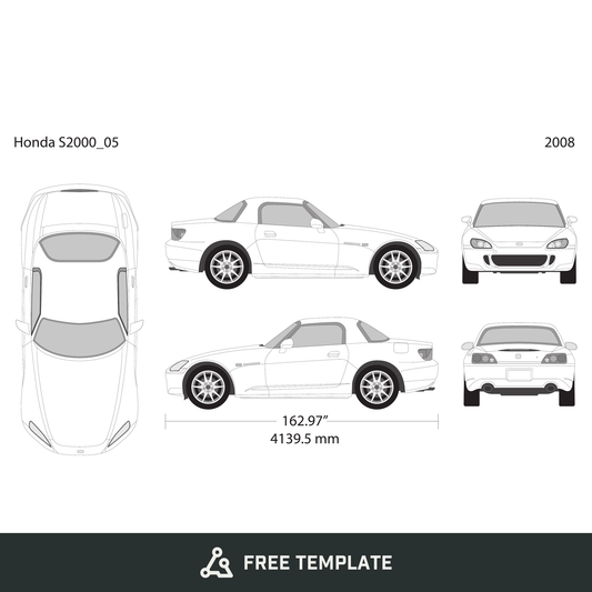 2008 Honda S2000 free vector vehicle wrap template - GravBase