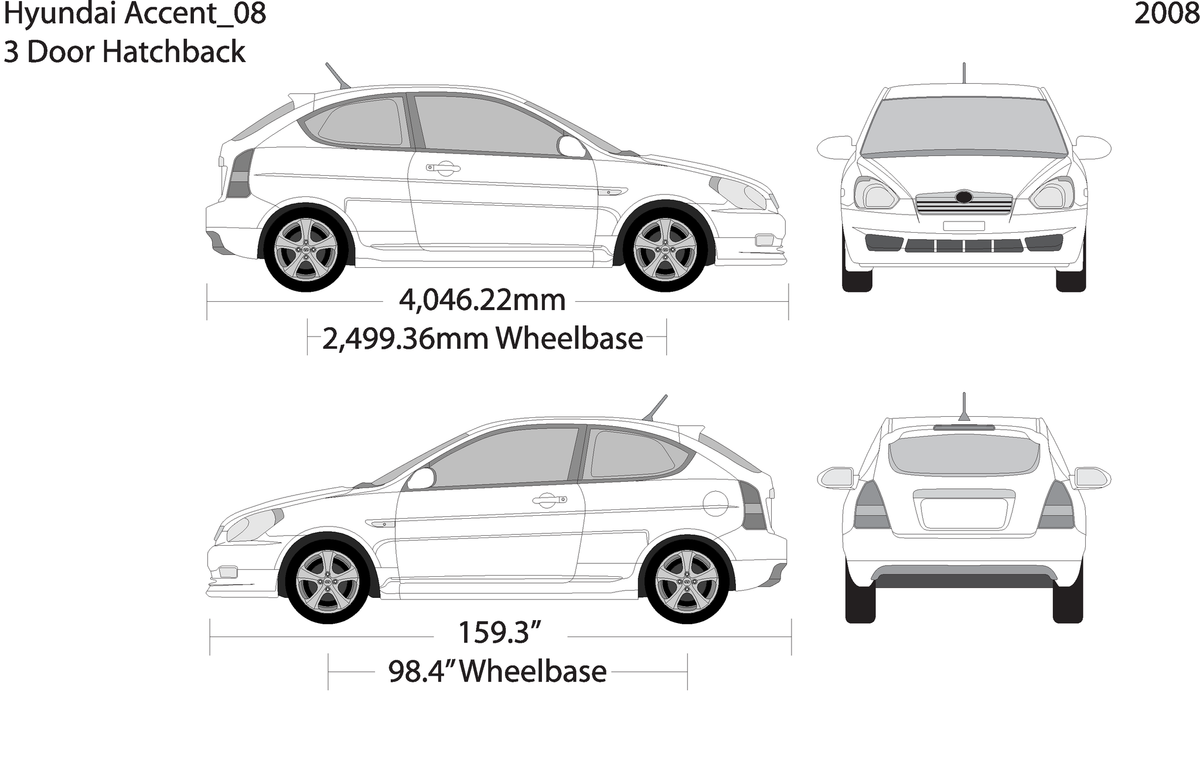 2008 Hyundai Accent Hatchback V08 Vehicle Wrap Template