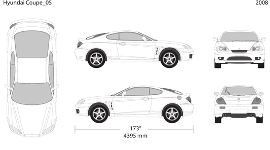 2008 Hyundai Coupe vector wrap template, Design-Ready PDF - GravBase