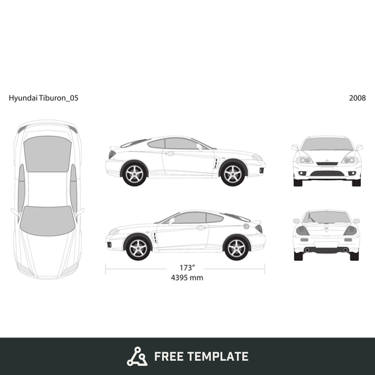 2008 Hyundai Tiburon free vector vehicle wrap template - GravBase