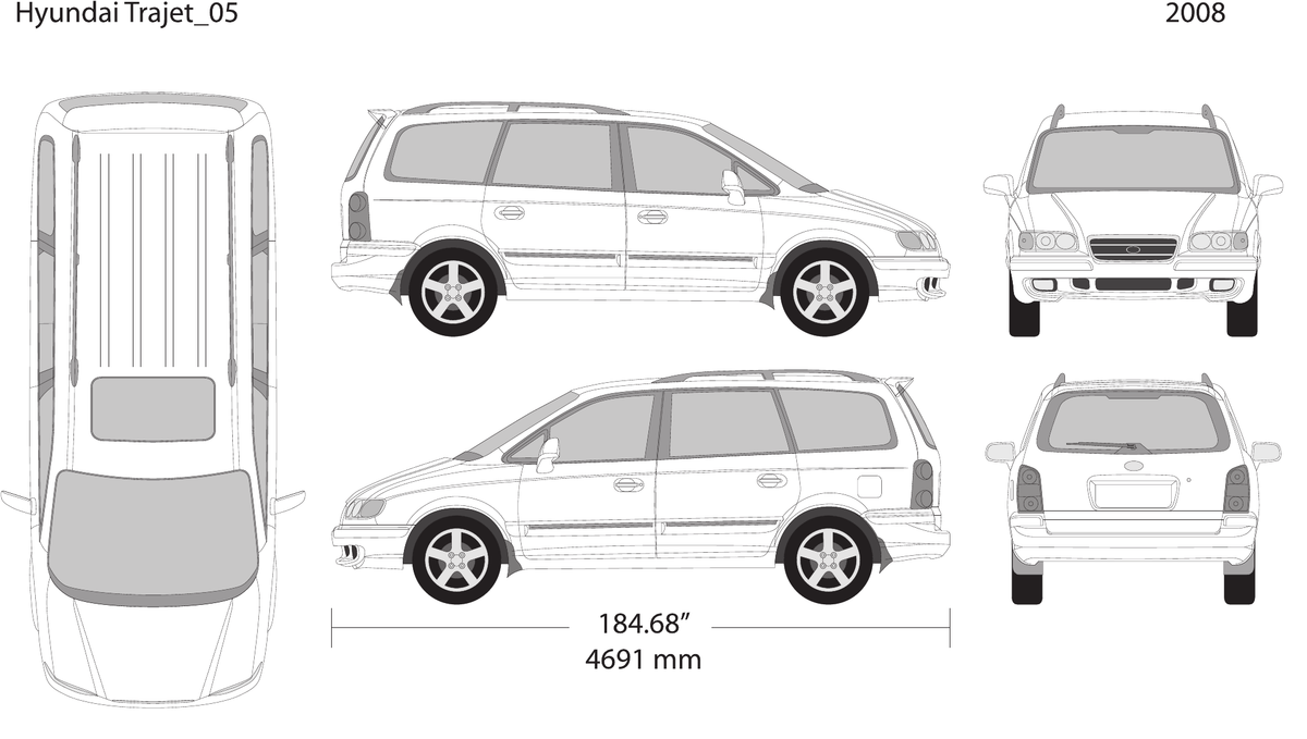 2008 Hyundai Trajet vector wrap template, Design-Ready PDF - GravBase