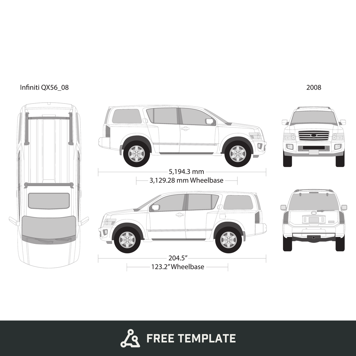 2008 Infiniti QX56 free vector vehicle wrap template - GravBase
