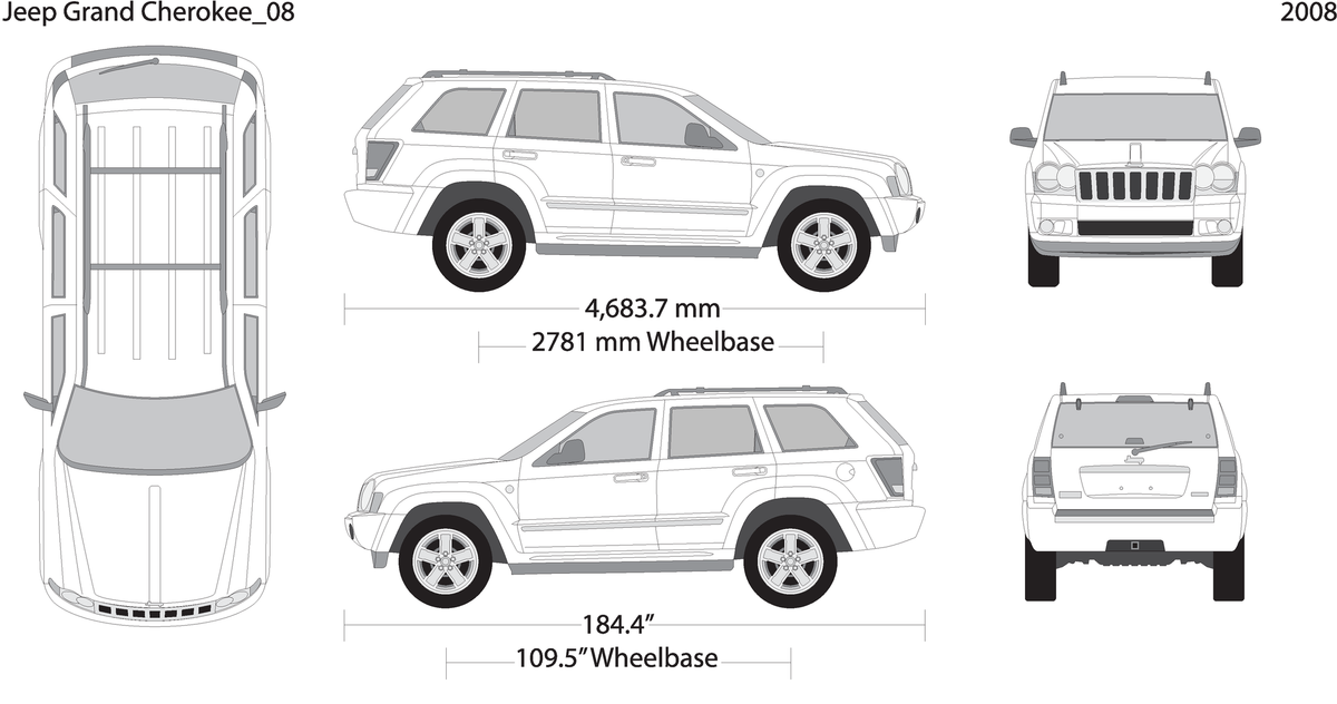 2008 Jeep Grand Cherokee V08 Vehicle Wrap Template
