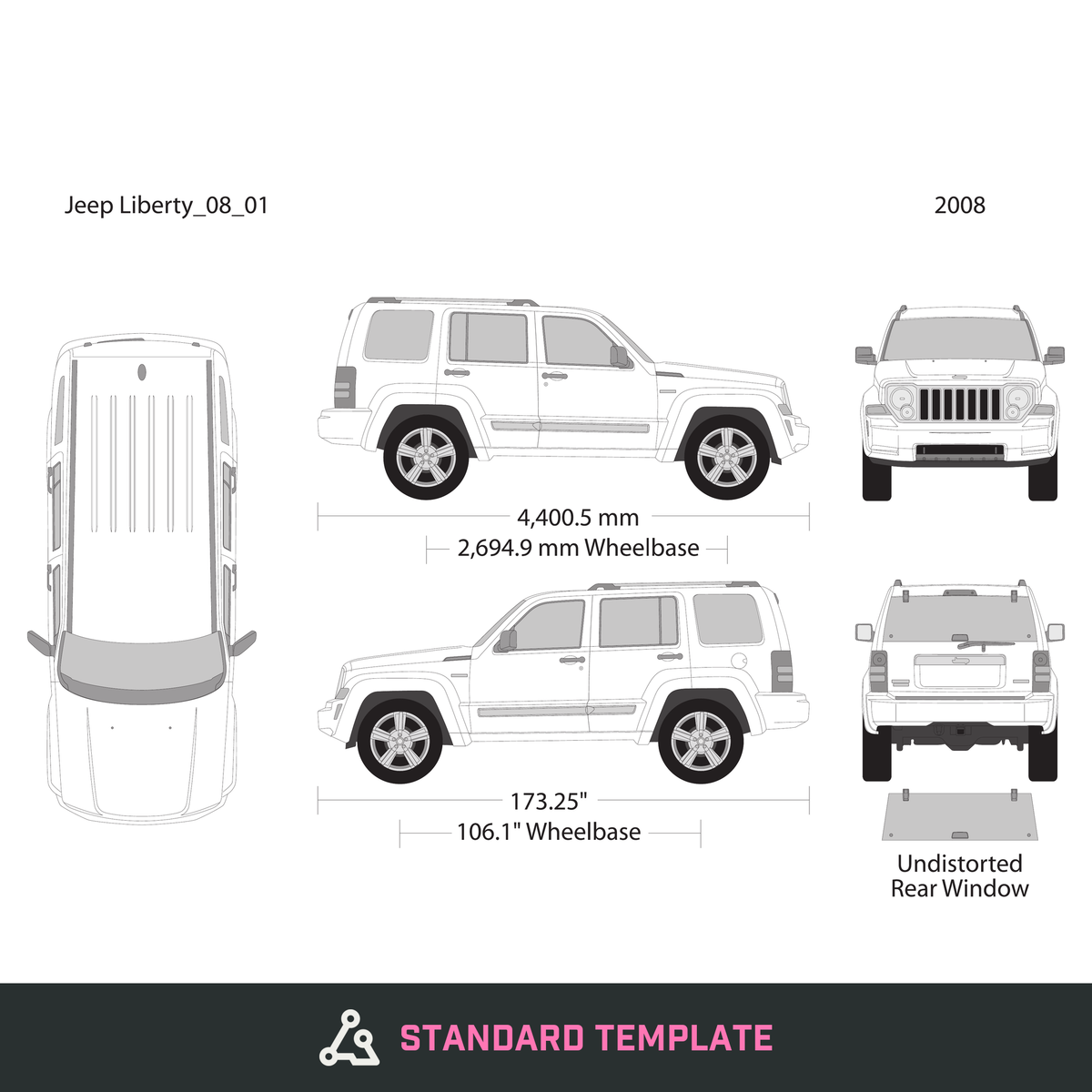 2008 Jeep Liberty vector wrap template, Design-Ready PDF - GravBase