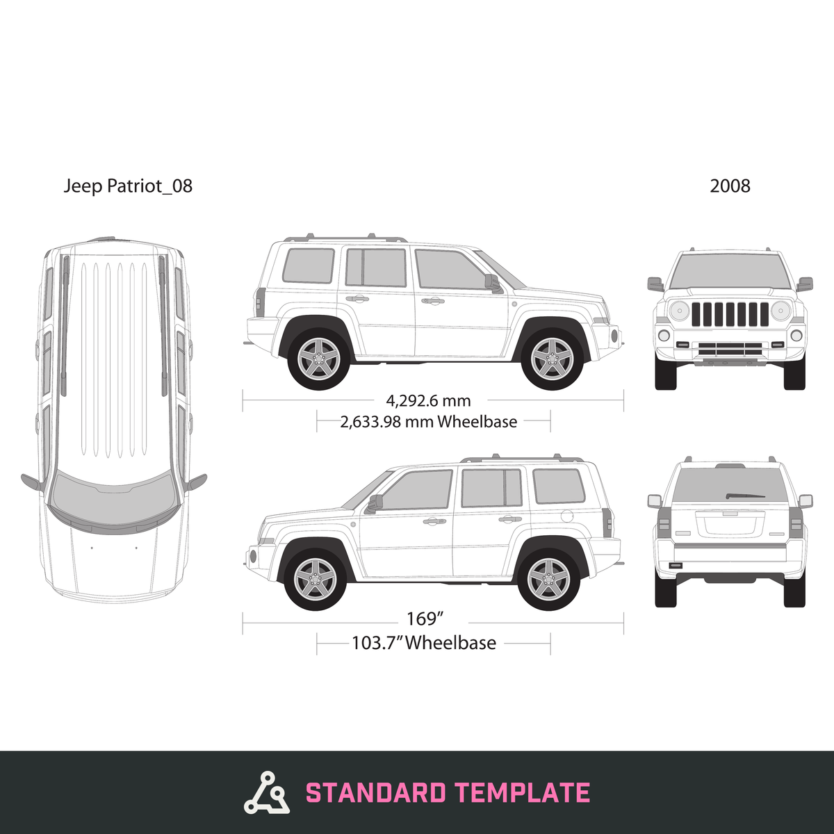 2008 Jeep Patriot vector wrap template, Design-Ready PDF - GravBase