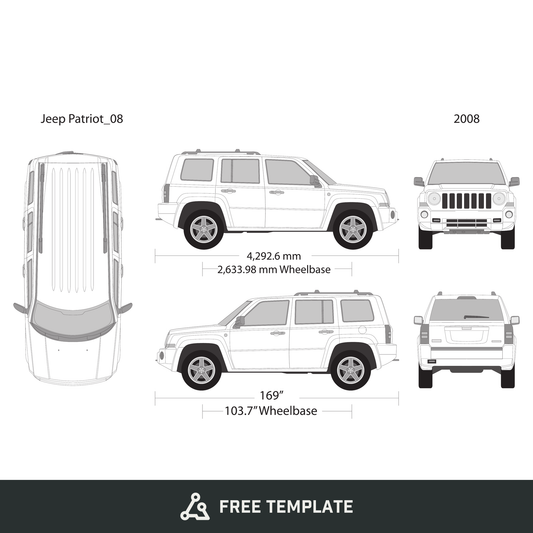 2008 Jeep Patriot free vector vehicle wrap template - GravBase