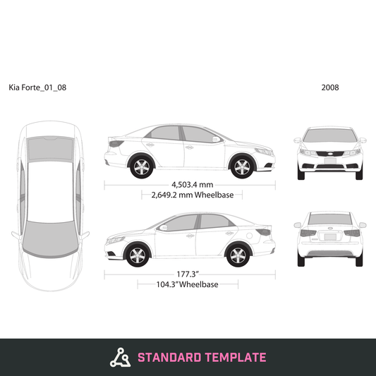2008 Kia Forte vector wrap template, Design-Ready PDF - GravBase