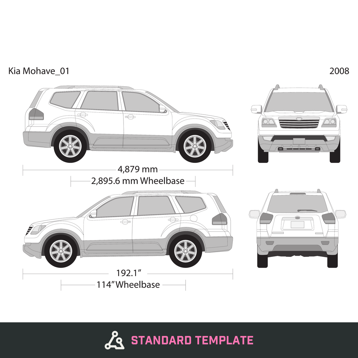 2008 Kia Mohave vector wrap template, Design-Ready PDF - GravBase