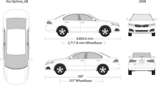2008 Kia Optima vector wrap template, Design-Ready PDF - GravBase
