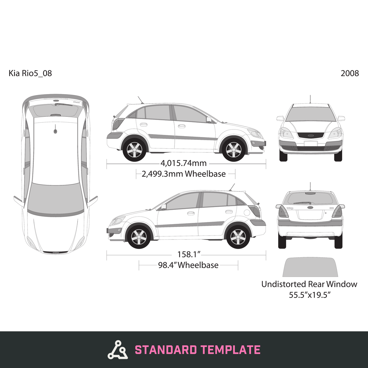 2008 Kia Rio5 vector wrap template, Design-Ready PDF - GravBase