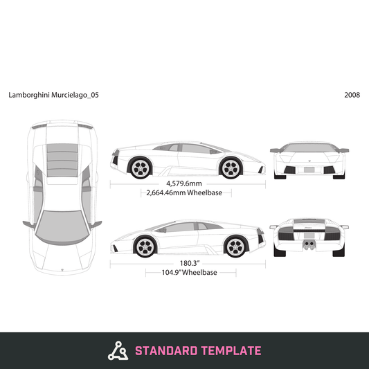 2008 Lamborghini Murcielago vector wrap template, Design-Ready PDF - GravBase