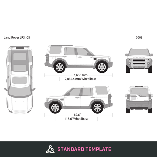 2008 Land Rover LR3 vector wrap template, Design-Ready PDF - GravBase
