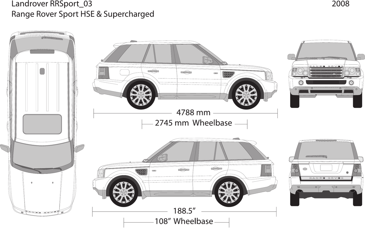 2008 Land Rover Range Rover Sport vector wrap template, Design-Ready PDF - GravBase