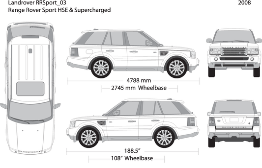 2008 Land Rover Range Rover Sport V08 Vehicle Wrap Template