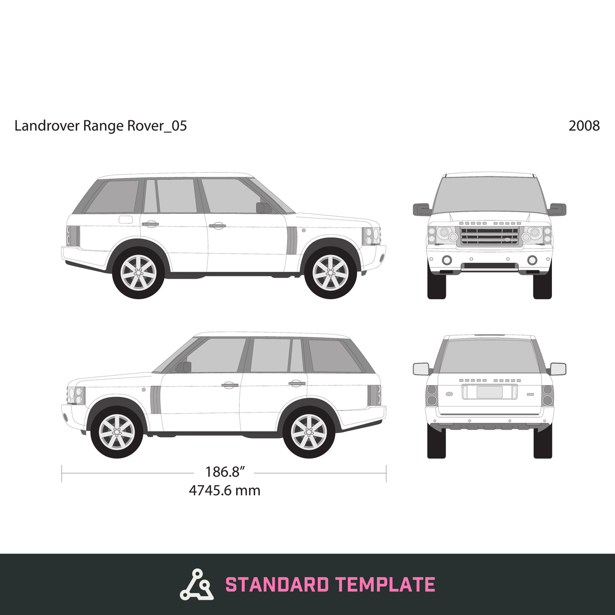 2008 Land Rover Range Rover vector wrap template, Design-Ready PDF - GravBase