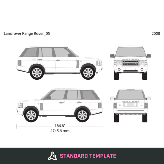 2008 Land Rover Range Rover vector wrap template, Design-Ready PDF - GravBase