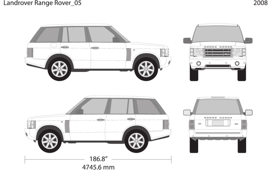 2008 Land Rover Range Rover vector wrap template, Design-Ready PDF - GravBase