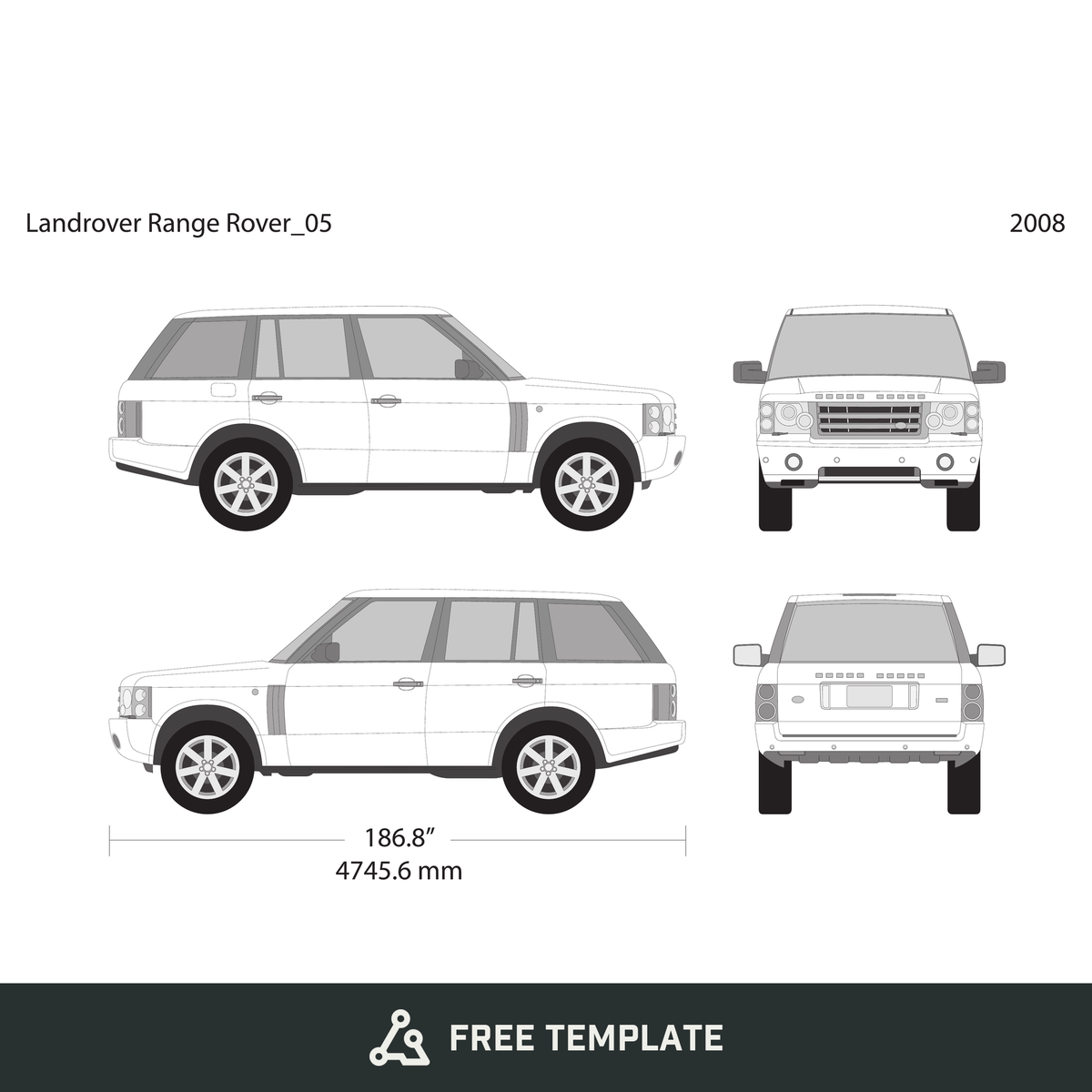 2008 Land Rover Range Rover free vector vehicle wrap template - GravBase