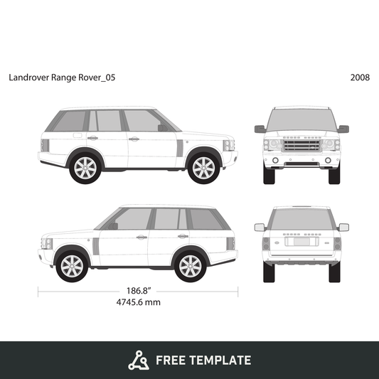 2008 Land Rover Range Rover free vector vehicle wrap template - GravBase