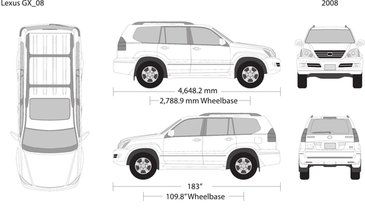 2008 Lexus GX vector wrap template, Design-Ready PDF - GravBase
