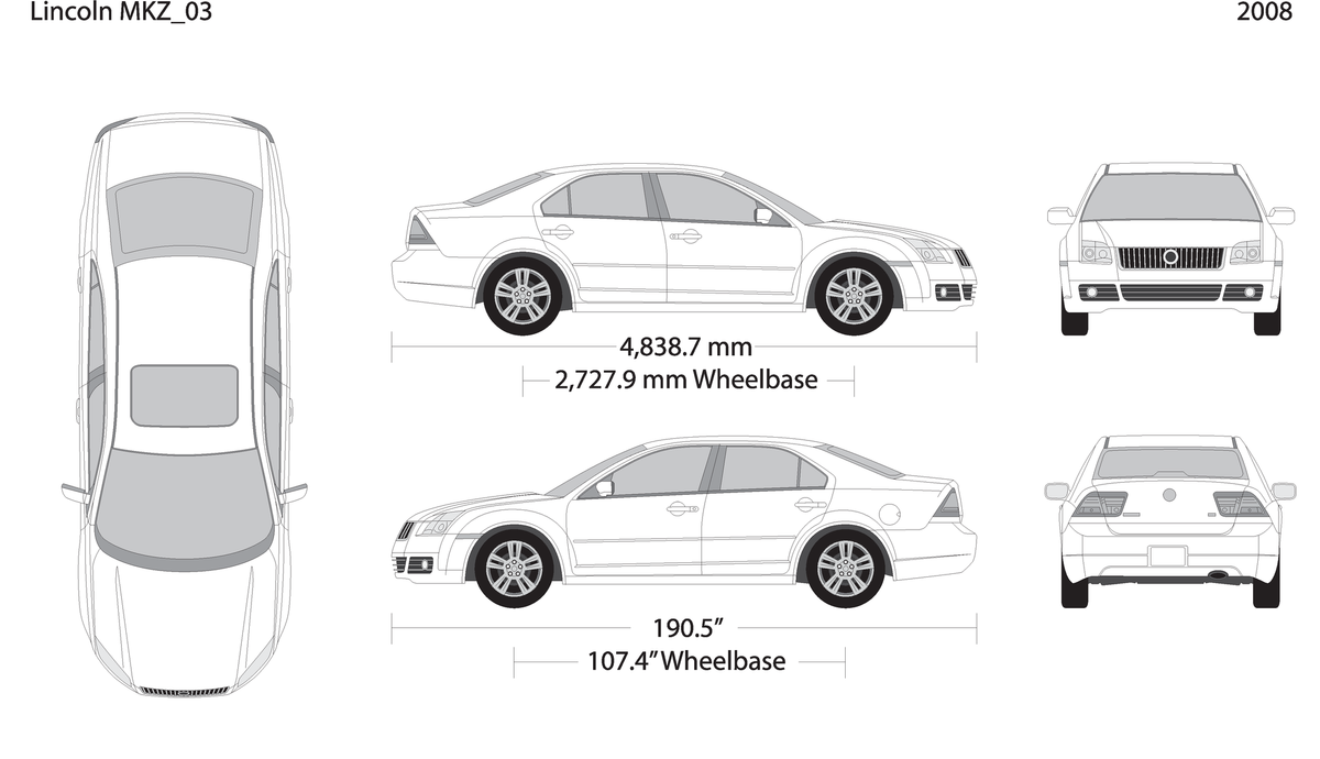 2008 Lincoln Mkz V03 Vehicle Wrap Template
