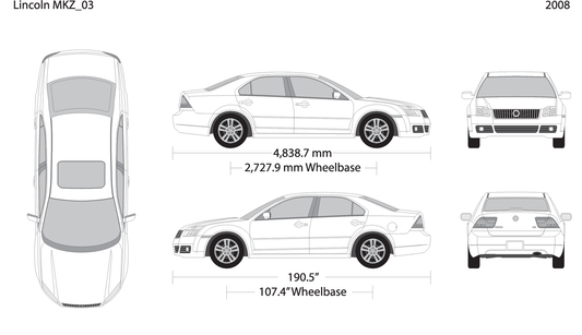 2008 Lincoln Mkz V03 Vehicle Wrap Template