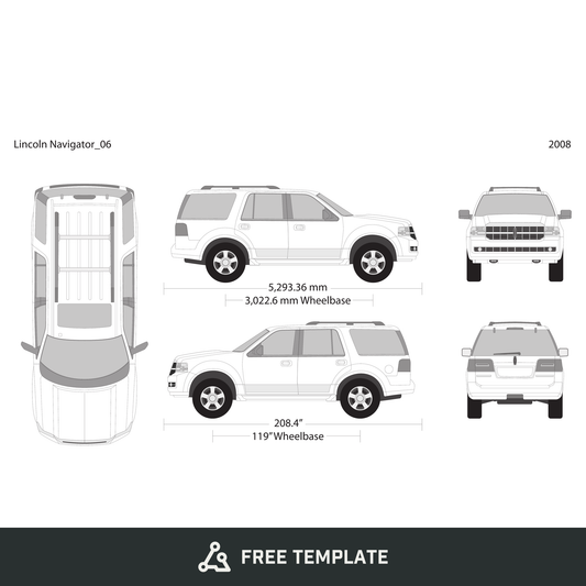 2008 Lincoln Navigator free vector vehicle wrap template - GravBase