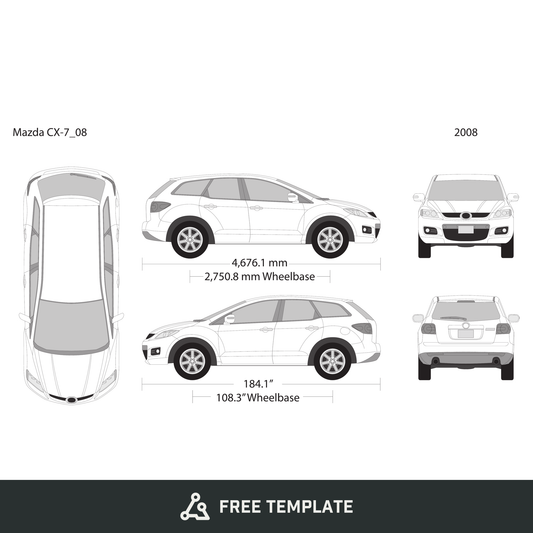2008 Mazda CX-7 free vector vehicle wrap template - GravBase
