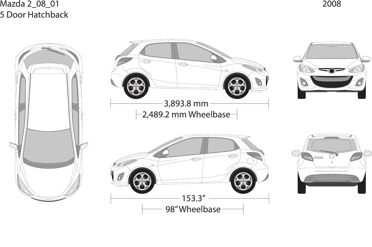 2008 Mazda 2 vector wrap template, Design-Ready PDF - GravBase