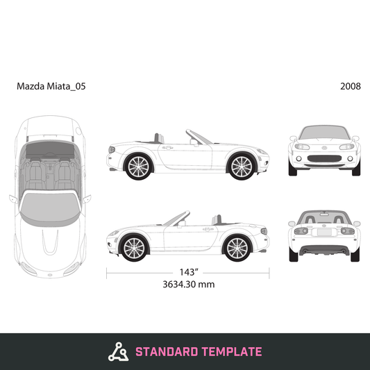 2008 Mazda Miata vector wrap template, Design-Ready PDF - GravBase