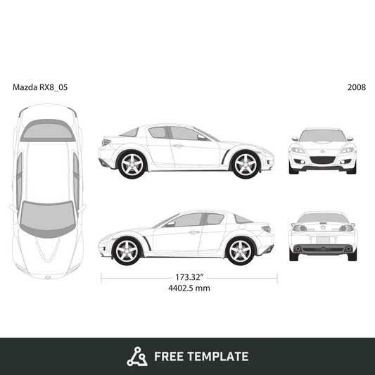 2008 Mazda RX8 free vector vehicle wrap template - GravBase
