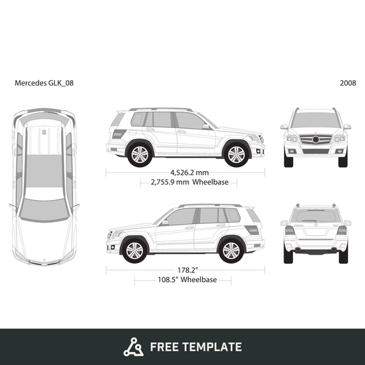 2008 Mercedes GLK free vector vehicle wrap template - GravBase