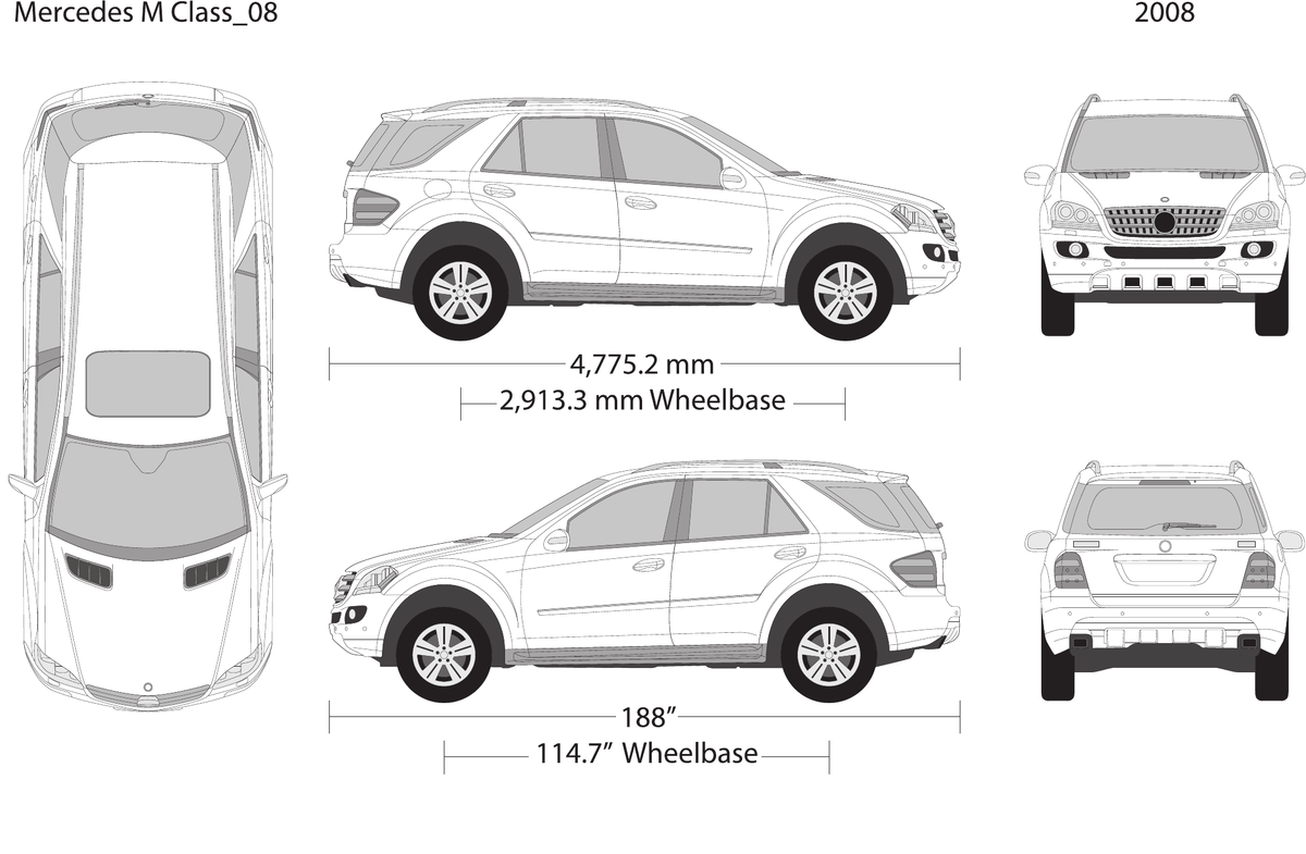 2008 Mercedes M-Class vector wrap template, Design-Ready PDF - GravBase