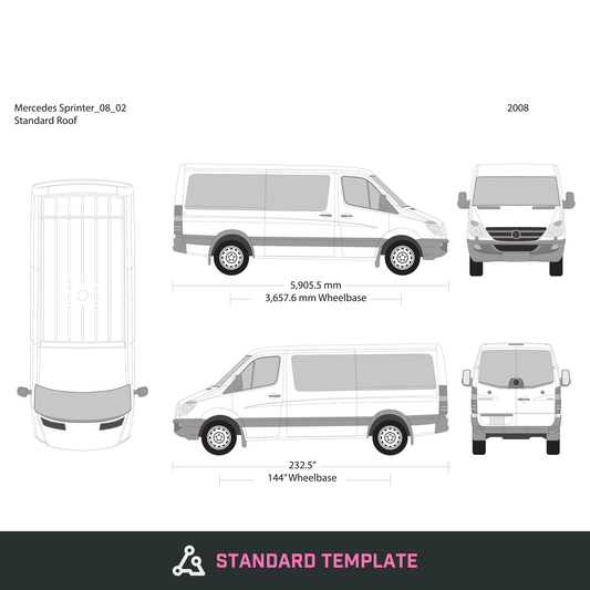 2008 Mercedes Sprinter vector wrap template V02, Design-Ready PDF - GravBase