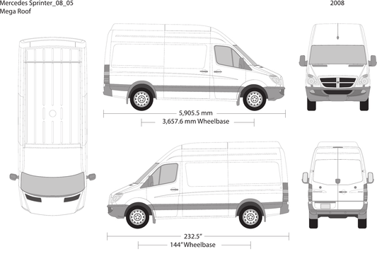 2008 Mercedes Sprinter vector wrap template V05, Design-Ready PDF - GravBase